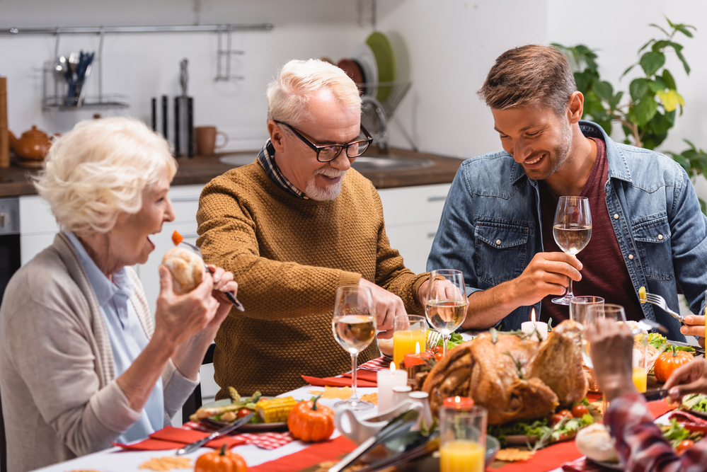 family enjoying thanksgiving together