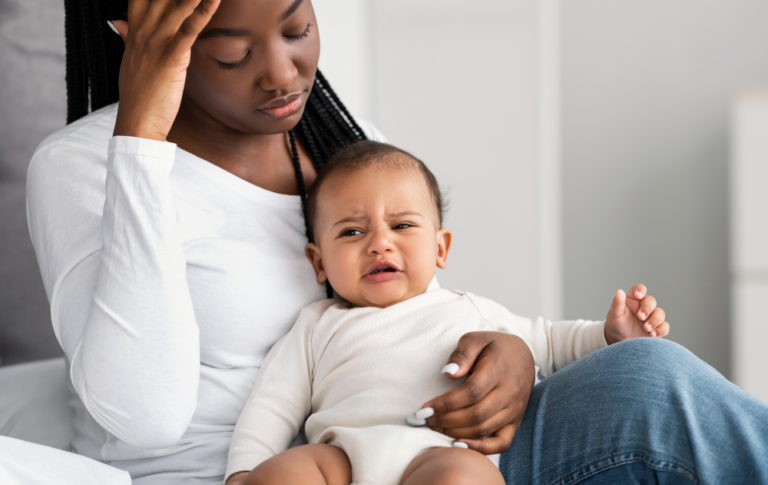 Mother suffering from post partum depression